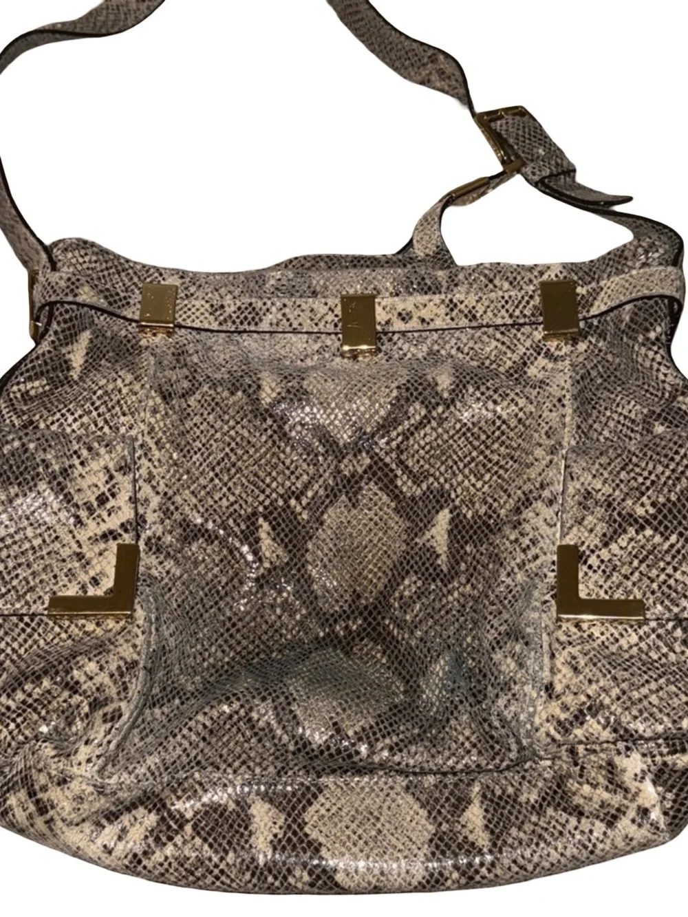Michael Kors Vintage Python Embossed Leather Hobo Shoulder Bag Fall 26 #010